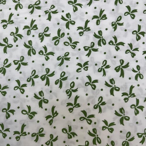 Image of Cotton Fabric DIY Making Supplies Quilting Patchwork Fabric Fat Quarter Bundles DIY for Quilting Cotton Patchwork Cushions (Green Bow, 20 inch x 20 inch)