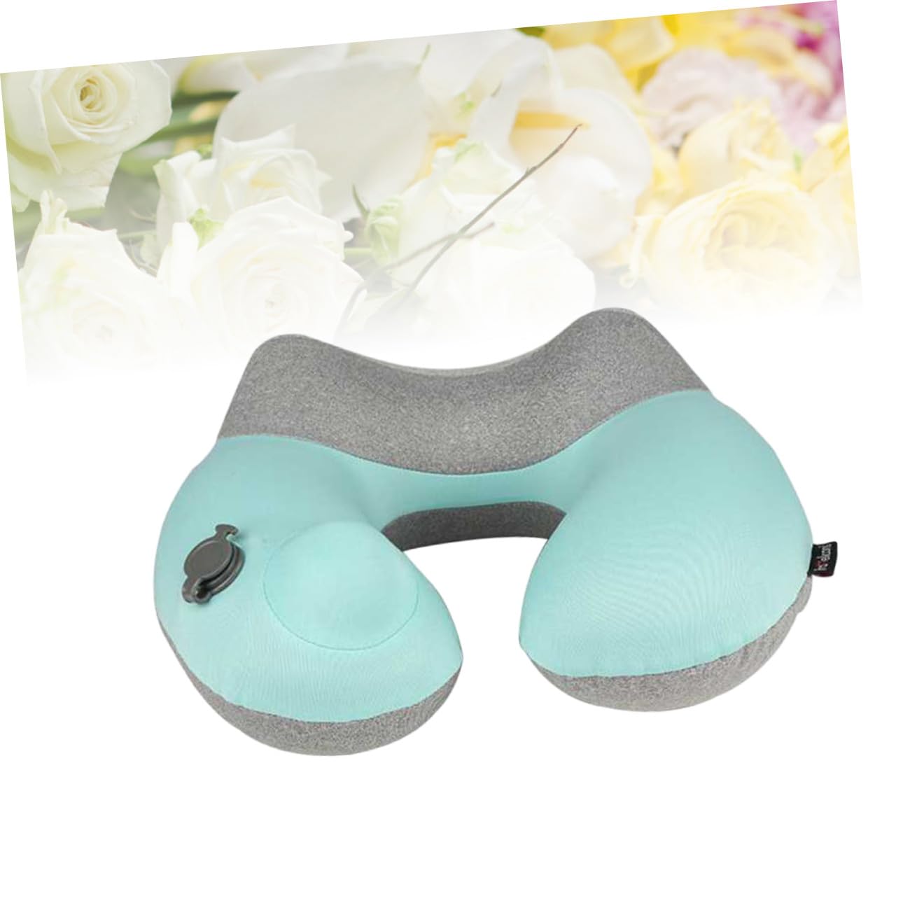 Amosfun Oreiller De Voyage Gonflable en Forme De U Gris Doux Et Lavable Idéal pour Le Camping
