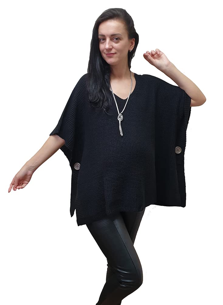 Mimosa Premaman Gravidanza Taglia Unica Poncho Capo a Maglia Collo a V qualità Premium con Bottoni Laterali con Un Sacchetto Regalo Gratuito