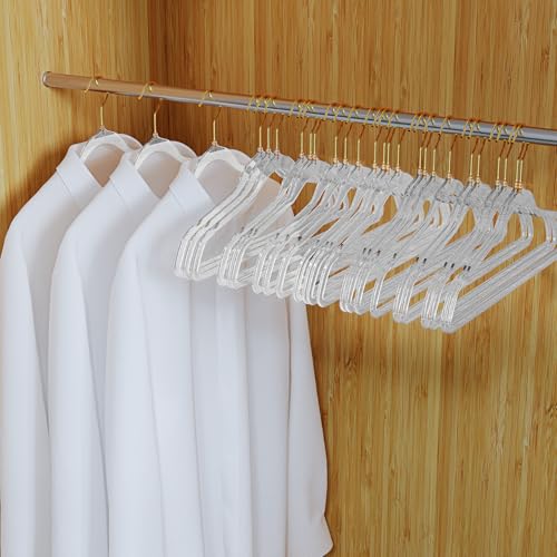 50 Pack Clear Plastic Hangers with Silver Glitter, Acrylic, Ultra Slim, Space Saving, for Coats, Pants, Suits, Shirts, Skirts, Dress Clothes by UEAKPIC - Image 7
