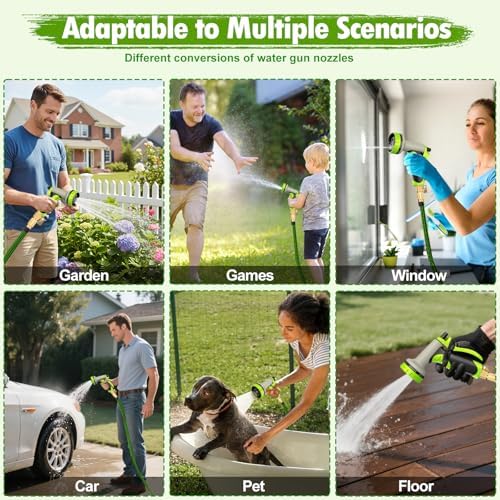 Lachesis Expandable Garden Hose, 100ft Retractable Water Hose Flexible Garden Hose with 10 Function Nozzle, 3/4" Solid Brass Fittings and 3-Layers Latex, 100ft Kink Free Lightweight Leakproof Pipe — view 6