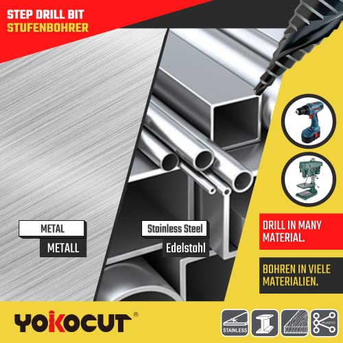 YOKOCUT Cobalt Step Drill Bit for Stainless Steel and Hard Metal High Speed Steel 6% Cobalt Step Bit with AlTiN Coating - Image 4