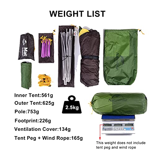 Tente Naturehike Cloud Peak 2 Personnes,Tente de Camping,Tente dôme Coupe-Vent et imperméable,4 Saisons,Facile à Installer,Tente Sac à Dos légère pour Le Trekking,la randonnée avec Une Empreinte - Image 5