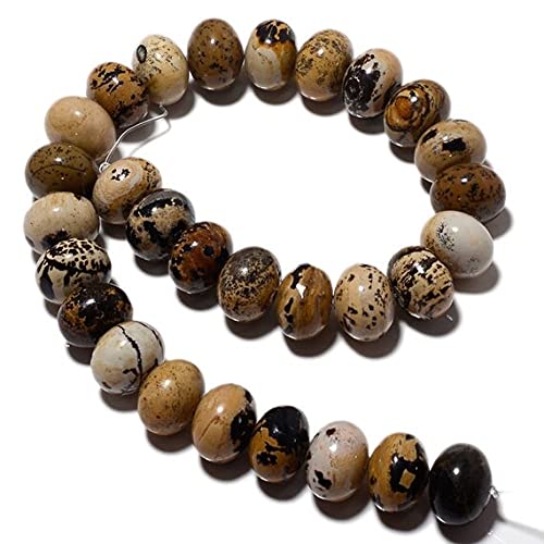 Perles de jaspe paysager rondelles de 18mm pour création de bijoux uniques de 19cm