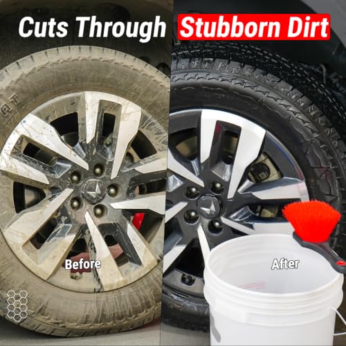 Image of Wavex Tyre & Heavy Duty Cleaning Brush for Car & Bike Detailing | Stiff PP Bristles | Heavy Duty Scrubbing Brush for Tyres, Floor Mats, Foot Mats & Hard Surfaces