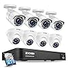 ZOSI 5MP Lite H.265+ Home Security Camera System, 8 Channel CCTV DVR Recorder with Hard Drive 2TB and 8 x 1080P(2.0MP) Surveillance Bullet Dome Camera Outdoor Indoor
