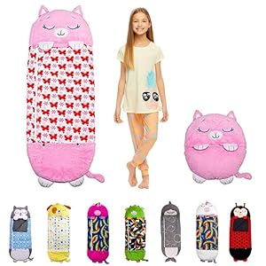 Schlafsack für Kinder, Weich Kuscheltier Schlafsack Kinder, 2-in-1 Schlafsack mit Kissen, Zusammenfaltbarer…
