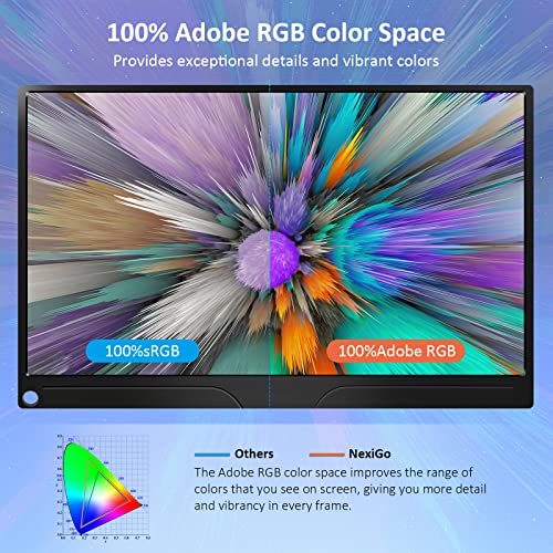 Image of NexiGo 4K Portable Monitor 17.3 Inch, 400 Nits, FreeSync, 100% Adobe RGB, HDR IPS Display, Dual Speakers Eye Care Screen with OTG Expansion, for Laptop PC /MAC /Console /PS5, VESA & Smart Cover