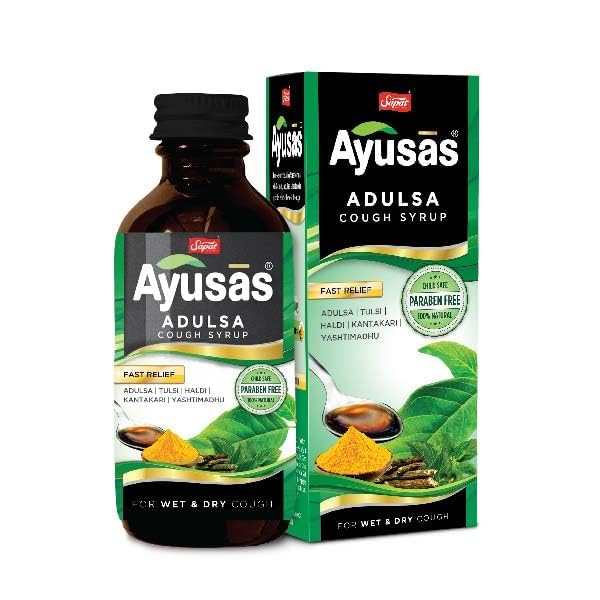 Buy AYUSAS Sapat Adulsa Cough Syrup, Paraben Free, Child Safe, Triple