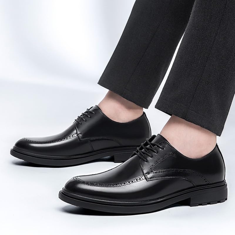 Men's Genuine Leather Oxford Shoes Non-Slip Fashion Wingtip Derby Shoes Modern Pointed Toe Brogues Shoes Prom Formal Business Casual Derby Shoes2