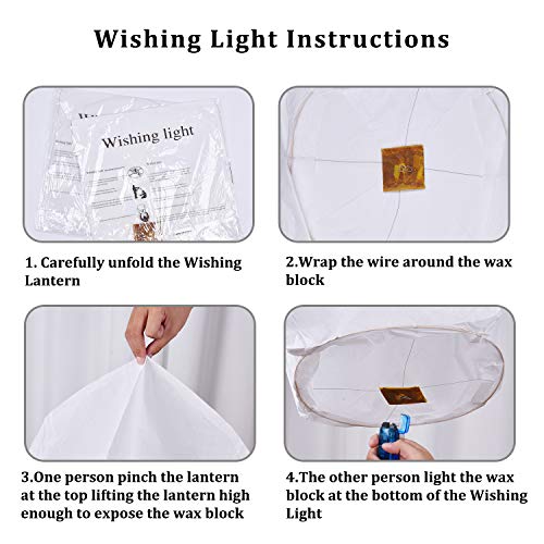 5 Pack Sky Lanterns Paper Chinese Lanterns 100% Biodegradable Environmentally Friendly, Flying Wish Lanterns for Wedding, New Year, Birthday Party Celebration
