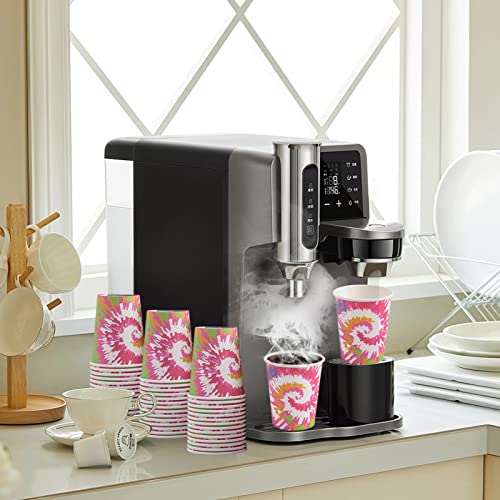 Clawsoff 240 Pack 12 Oz Disposable Coffee Cups, Hot Cold Paper Cups 12 Oz, Tie-Dye Beverage Paper Drinking Cups For Home (Pink)-Use, Office, Restaurant And Events #TOP5