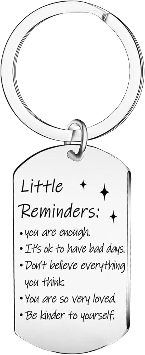 FooYee Little Reminders Keyring, You Are Enough Inspirational Gifts for Women Men, Encouragement Keyring Graduation Present, Motivational Jewellery for Daughter Son Teacher Retirement Birthday