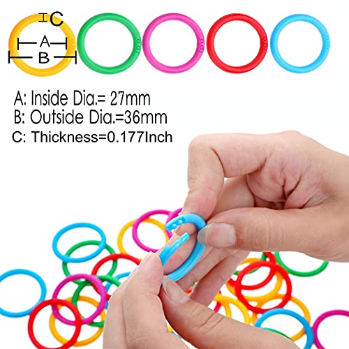 Ninahouse Box Packed 1 Inch Plastic Loose- Leaf Rings Multi-Color Binder Rings .Flexible Plastic Book Rings For Scrapbook Notebook Keychain （Packed 100Piece/5Colors） #TOP4
