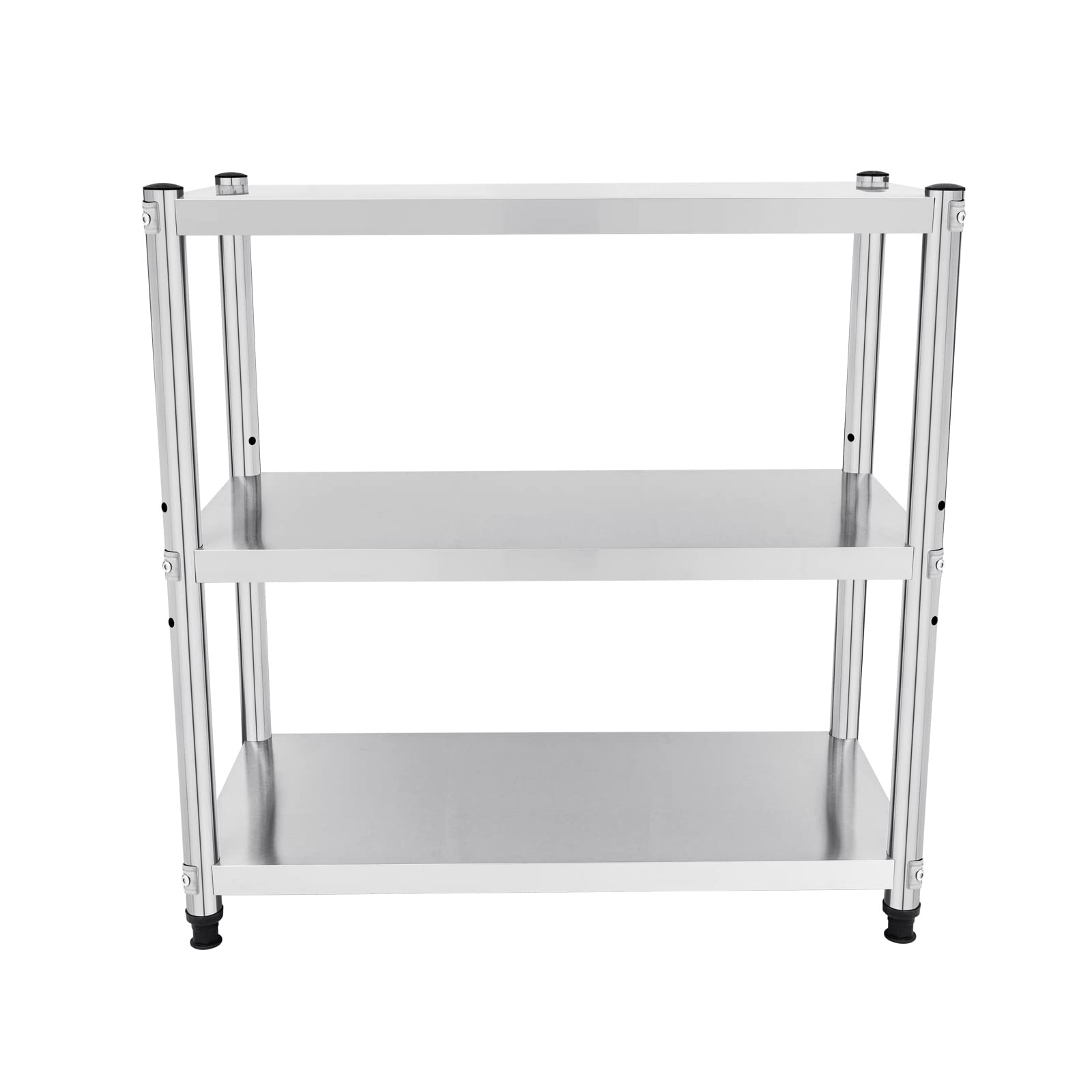 MBUYI - Scaffalatura per carichi pesanti, 80 x 40 x 80 cm, 3 ripiani, in acciaio inox, carico 50 kg, per scaffale, cantina/garage