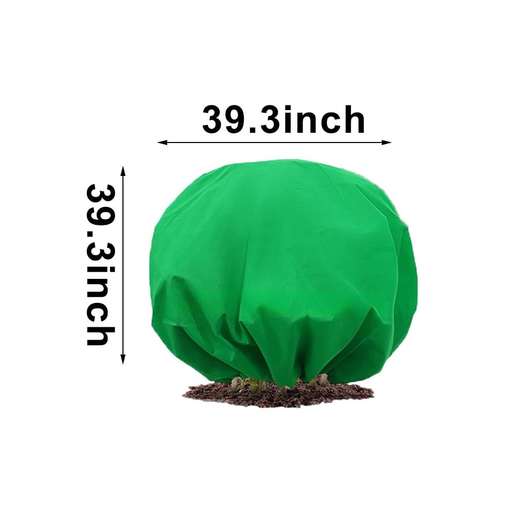 Coperte protettive invernali per piante, isolate dal gelo, con coulisse, per piante da giardino nella stagione fredda, confezione da 6 pezzi, in tessuto non tessuto verde
