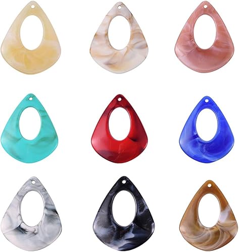 Miniatura 8 de Cheriswelry 80 cuentas de vidrio de lágrima de dos tonos de 0.55 pulgadas (0.551 in) perforadas en la parte superior de gota de agua, cuentas de