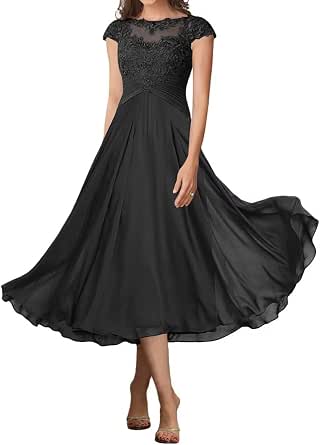 Amazon.com: Black Tea Length Mother of The Bride Dresses for Women