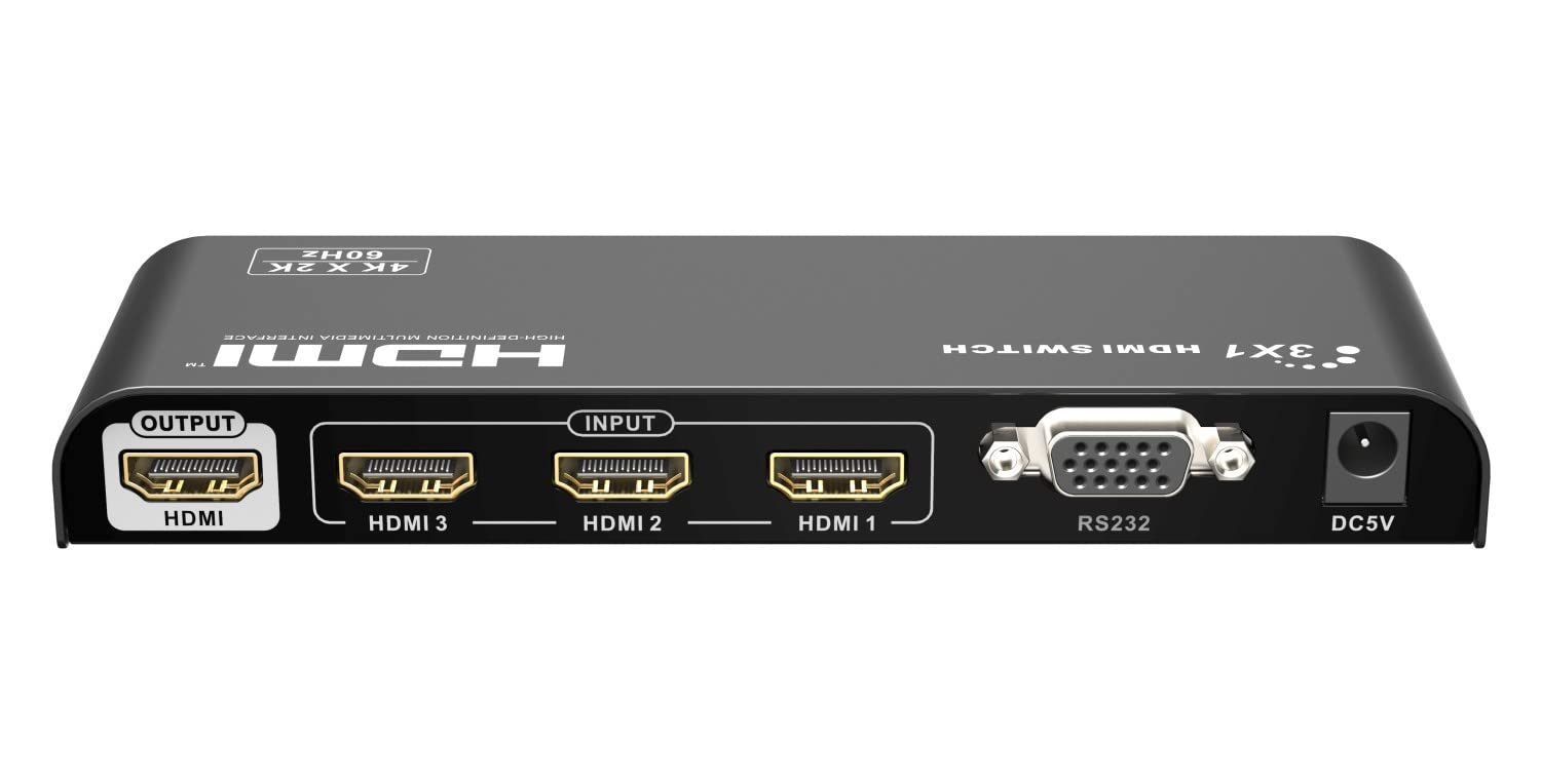 PremiumCord 4K HDMI przełącznik 3:1 z pilotem zdalnego sterowania i zasilaczem sieciowym, metalowa obudowa, przełącznik, rozdzielczość wideo 4Kx2K 2160p UHD 60Hz, Full HD 1080p, 3D, HDCP, kolor czarny