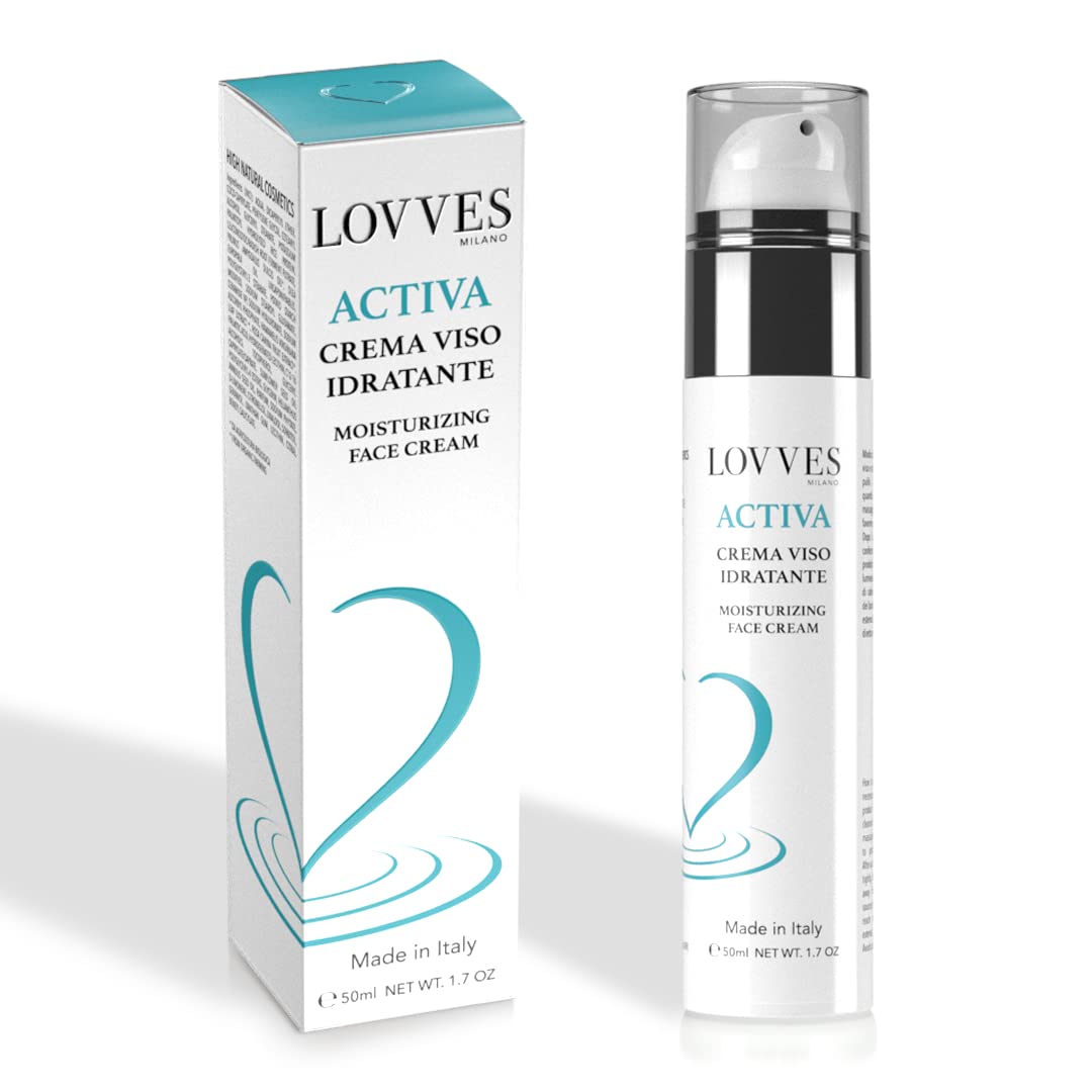 LOVVES Activa Nawilżający krem do twarzy, wysoki naturalny kosmetyk, odżywczy, odżywczy, z kwasem hialuronowym 3 masy cząsteczkowe, nadaje skórze elastyczność i jasność, butelka Airless 50 ml
