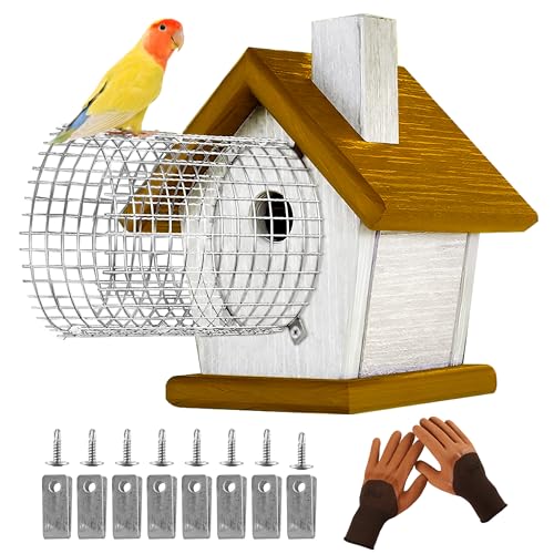 2-Piece Stainless Steel Bluebird Birdhouse Guard - Effectively Keeps Predators and Their Chicks Out, Silver, 9×4.7 inches, Easy to Install