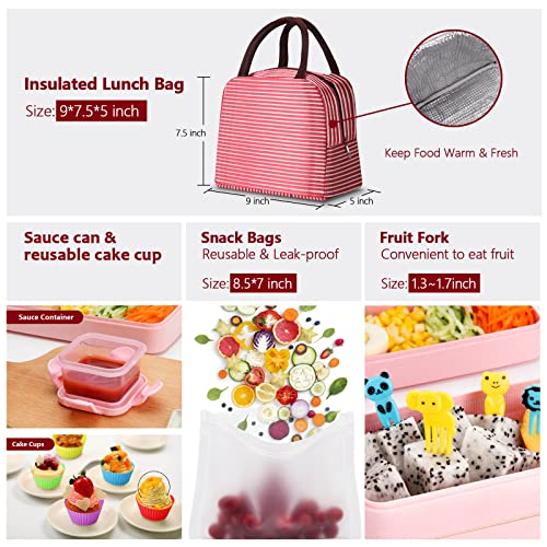 27 Pcs Bento Box Lunch Box Kit, 1300Ml Large 4-Compartment Lunch Container W/ Utensils Lunch Bag Accessories, Durable Leakproof Microwave Dishwasher Freezer Safe Meal Prep Container For Kids Adults #TOP3