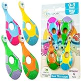 Trueocity Baby Toddler Toothbrush 4 Pack for 6 to 12 Month, 12 Months and up, 1 & 2 Years, Infant & Training Toothbrushes (Blue, Orange, Pink, Green)