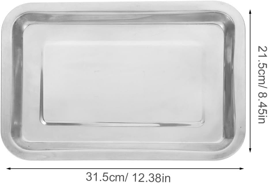 Leakproof Laboratory Tray Stainless Steel Rectangular Silver Pan | Chemical Reagent Use, Smooth Surface, Impact Resistant, Teaching Supplies