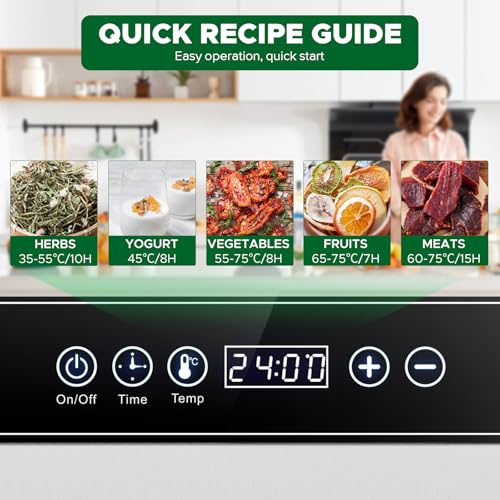 Kwasyo 8 Tray Stainless Steel Food Dehydrator, Dryer uk with 30-90°C Adjustable Thermostat & 24hr Digital Timer, Commercial Drying Fruits Machine for Fish Vegetables Meat Jerky Herb - 9