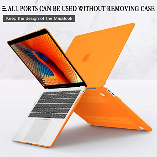 Cissook For Macbook Air 13 Inch Case Orange 2021 2020 2019 2018 Release A2337 M1 A2179 A1932 Model With Touch Id,Plastic Hard Shell & Keyboard Cover & Screen Protector For Air 13 2018-2021, Orange #TOP4