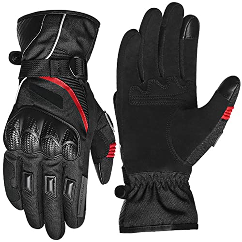 LXYYSG Motorrad Reithandschuhe Herbst Winter Racing Warme Wasserdichte Touchscreen Handschuhe Fahrer Anti-fall-ausrüstung Plus Samthandschuhe Fahrrad Ski Bergsteigen Fitness Handschuhe A,XXL Cover