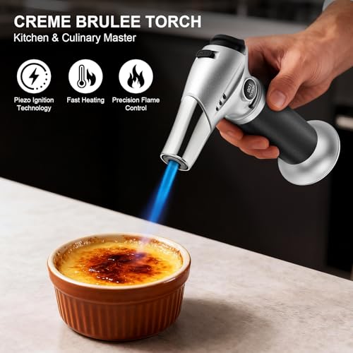 Image of TBTeeK Butane Torch, Kitchen Torch Cooking Torch with Safety Lock & Adjustable Flame for Cooking, BBQ, Baking, Brulee, Creme, DIY Soldering, 2Pack (Butane Not Included)