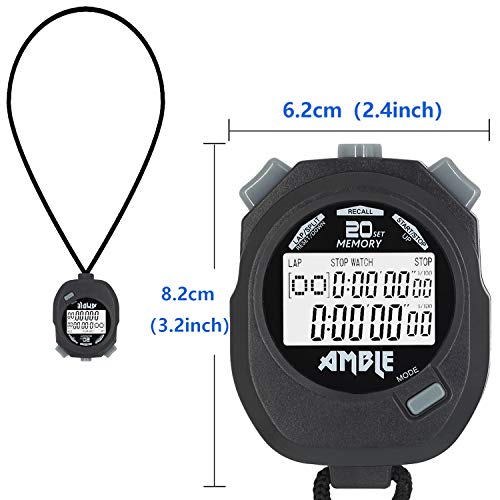 Stopwatch, Amble Countdown Timer And Stopwatch Record 20 Memories Lap Split Time With Tally Counter And Calendar Clock With Alarm For Sports Coaches And Referees #TOP1