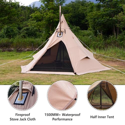 Carpa tipi POMOLY canvas para camping 2 personas miniatura 7