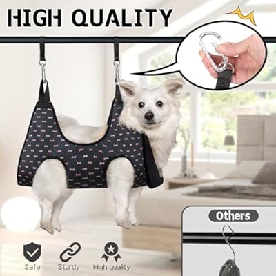 Supet Dog Grooming Hammock Harness for Dogs Cats, Restraint Dog & Small Animal Leashes Sling for Groomingk for Nail Trimming (Black Currant, S)