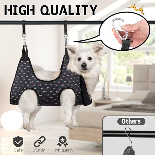 Image of Supet Dog Grooming Hammock Harness for Dogs Cats, Relaxation Pet Nail Clipper Hammock, Restraint Dog & Medium Animal Leashes Sling for Groomingk for Nail Trimming (Black Currant, M)
