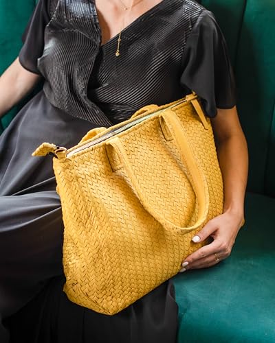 Image of Jild Hobo Style Woven Bag for Women - Soft Handmade Genuine Leather Work Tote Bag - Cross Body Womens Purse