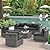VONZOY Outdoor Patio Furniture Set 7 Pieces Sectional Rattan Sofa Set, PE Wicker Patio Conversation Set with 6 Seat Cushions and 1 Tempered Glass Table and Furniture Cover, Black