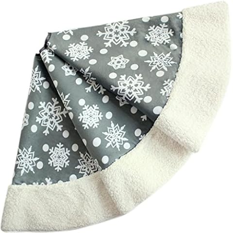 SORRENTO Polar Fleece Christmas Tree Skirt - Grey Silver Cover