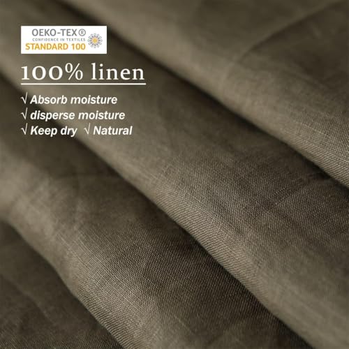 Image of XZ XIFA 100% Washed French Flax Linen Duvet Cover Set - 3 Pieces, Cooling & Textured Farmhouse Bedding for Hot Sleepers, with Zipper Closure (Olive Green, King)