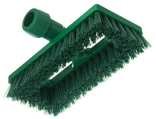 Image of SPARTA 363883103 Plastic Block Swivel Scrub Brush, Polyester Bristles, 1 inch Bristle Trim, 8 inch Length x 3-1 /2 inch Width, green /White