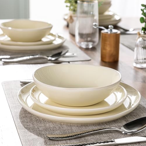 Image of AmorArc Ceramic Dinnerware Sets,Handmade Reactive Glaze Stoneware Plates and Bowls Sets,Highly Scratch Resistant | Dishwasher & Microwave Safe Dishes Set,Service for 4 (12pc)