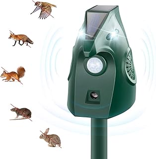 Animal Deterrent, Ultrasonic Animal Pest Repeller, Waterproof Animal Deterrent Devices Outdoor Garden Use Flashing Cats Dogs Squirrelel Birds etc Pest Device