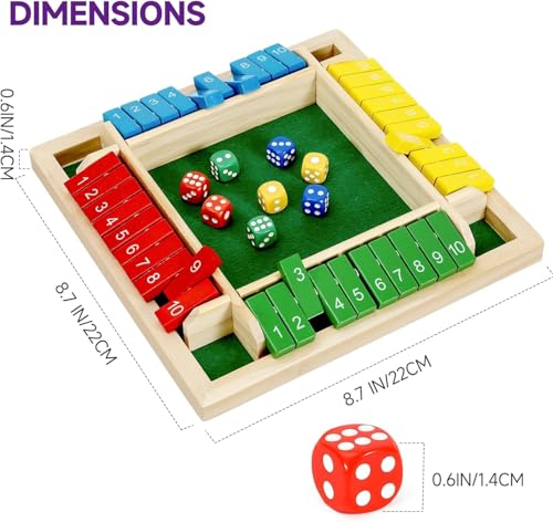 Image of Wooden Shut The Box Board Game - Educational Math Dice Game for Kids Family
