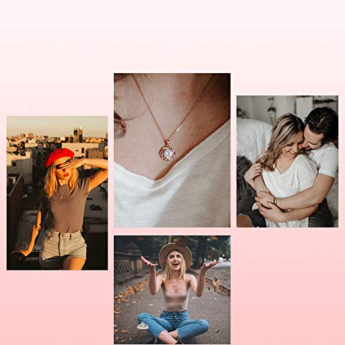 Jeulia Women S925 Sterling Silver Flower Necklace Chain White Diamond Pendant Necklace with Long Hollow Chain Mother’s Valentine's Day Jewelry Gift 6