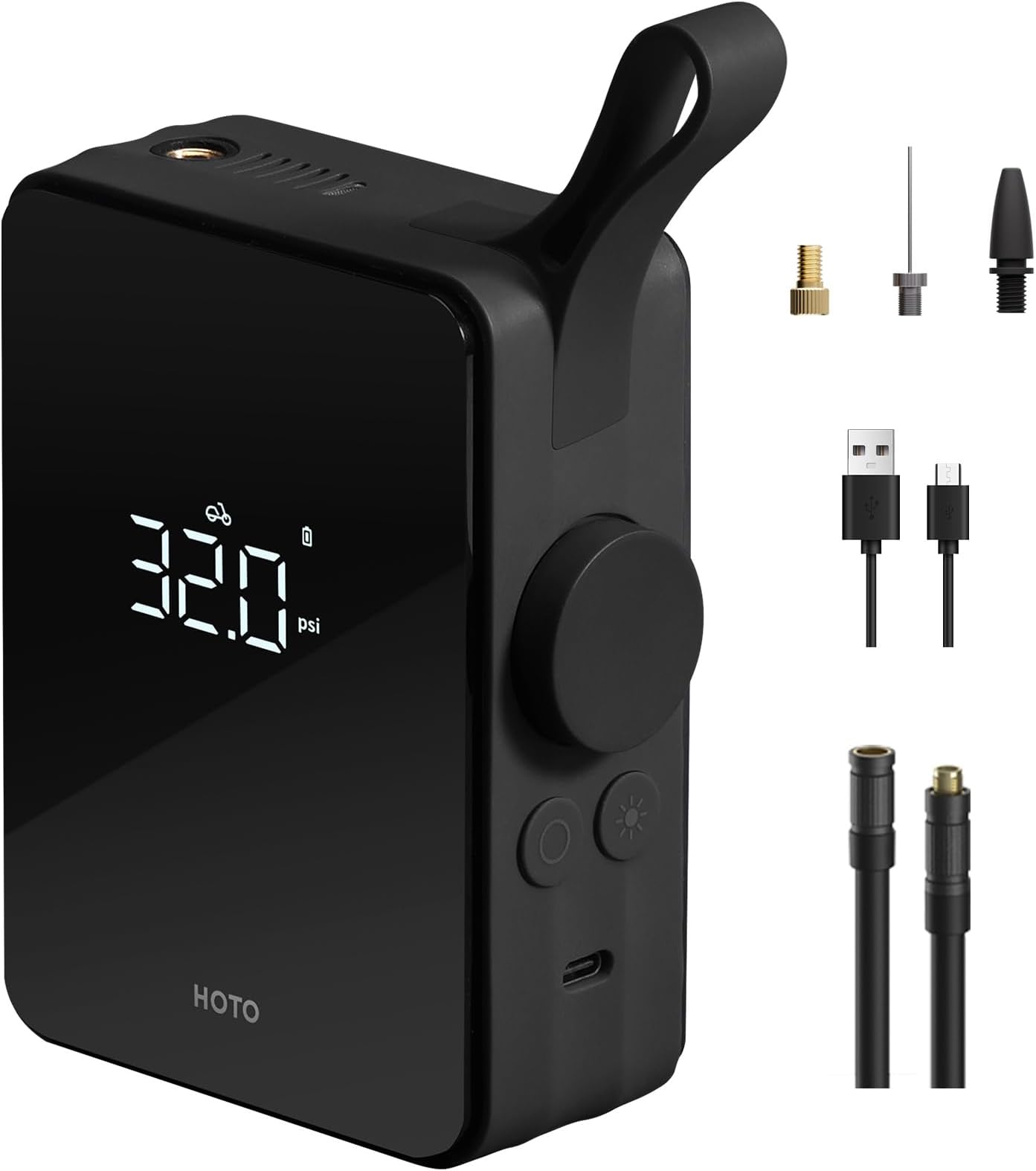 HOTO Portable Tire Inflator, Cordless Air Pump for Car Tires with Digital Pressure Gauge 150PSI, Electric Tire Pump with 5000mAH Battery, Air Compressor Fits for Car, Motorcycle, Bike, Ball, Dad Gifts