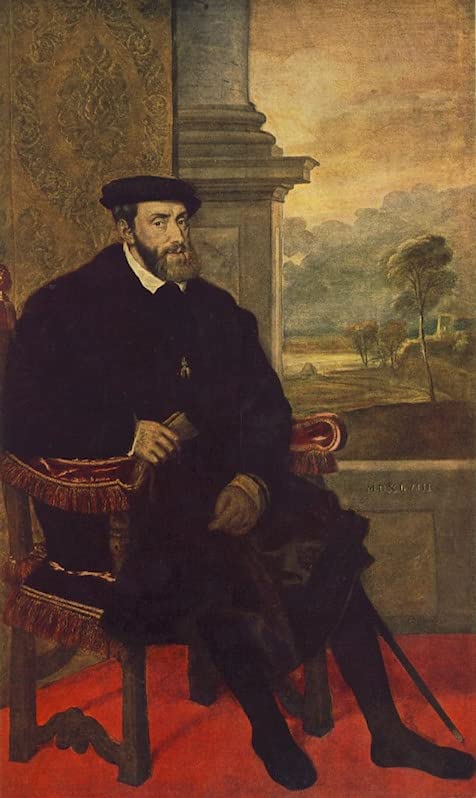 Carlos V sentado Tiziano cuadro óleo lienzo decorativo salón despacho 60x90