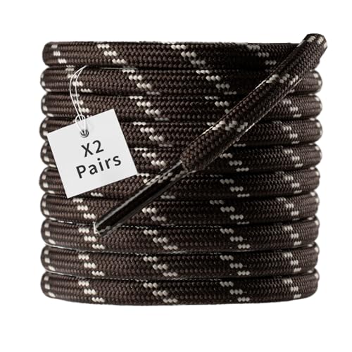 VGUBLG 2 Pair Boot Laces Round Shoelaces for Boots,Work,Hiking Shoe Strings for Kids,Women and Men Dots Coffee Khaki 54