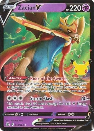 The Pokemon Company International Pokemon Single Card ZACIAN V 016/025 CELEBRATIONS, Multicolored