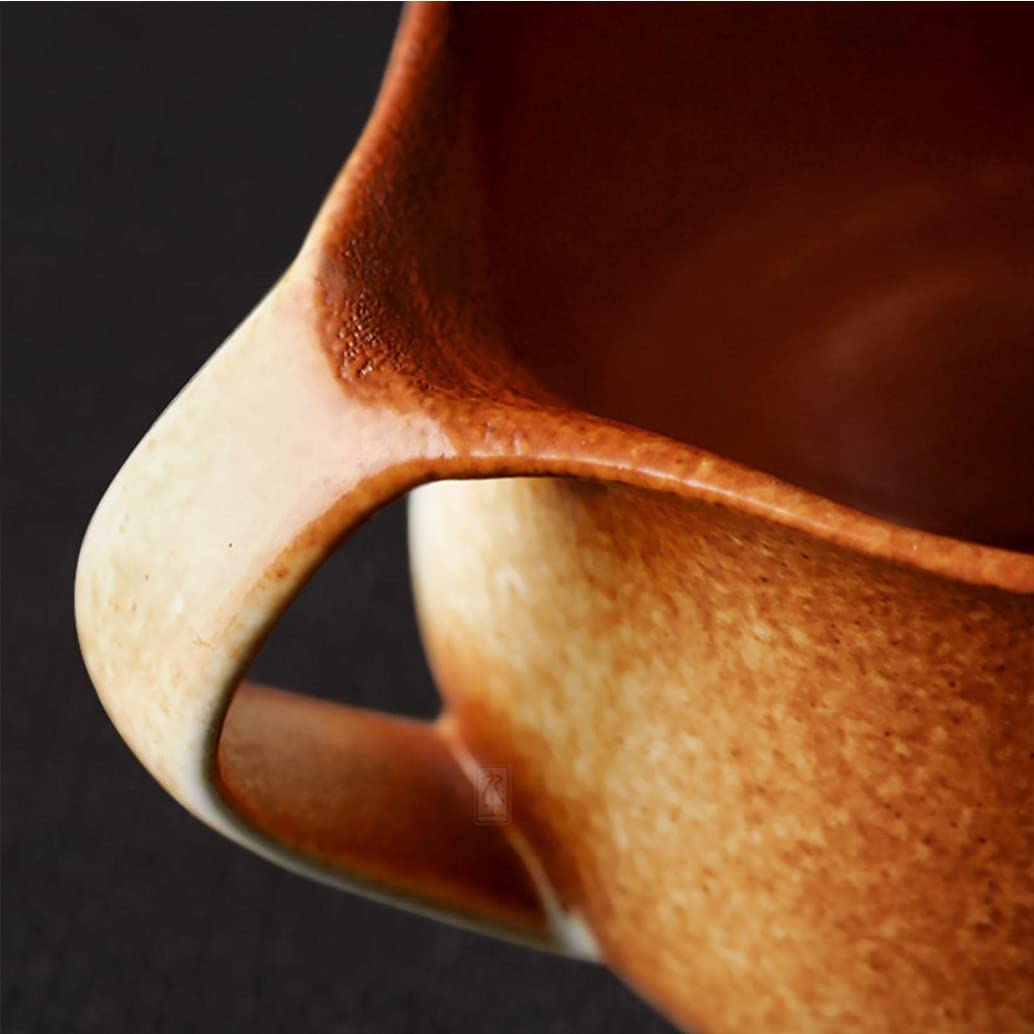 Ceramiczny kubek do kawy wiejski wiejski ceramiczny kubek, do układania w stos, ceramiczny kubek do kawy, 350 ml wypalana w piecu kubek śniadaniowy kreatywny prezent dla przyjaciół, urodziny, święta, impreza F-350 ml